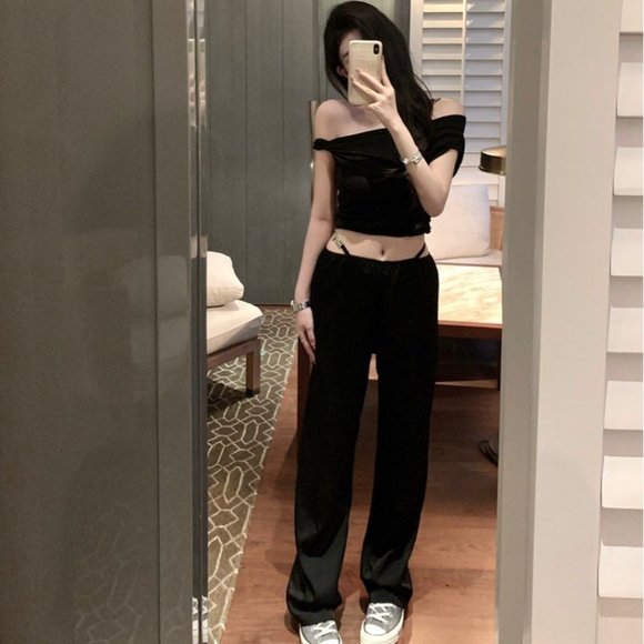 NEW Alexander Wang Crystal Thong Silk Wide Leg Pants Size S Women NWOT - Picture 2 of 9